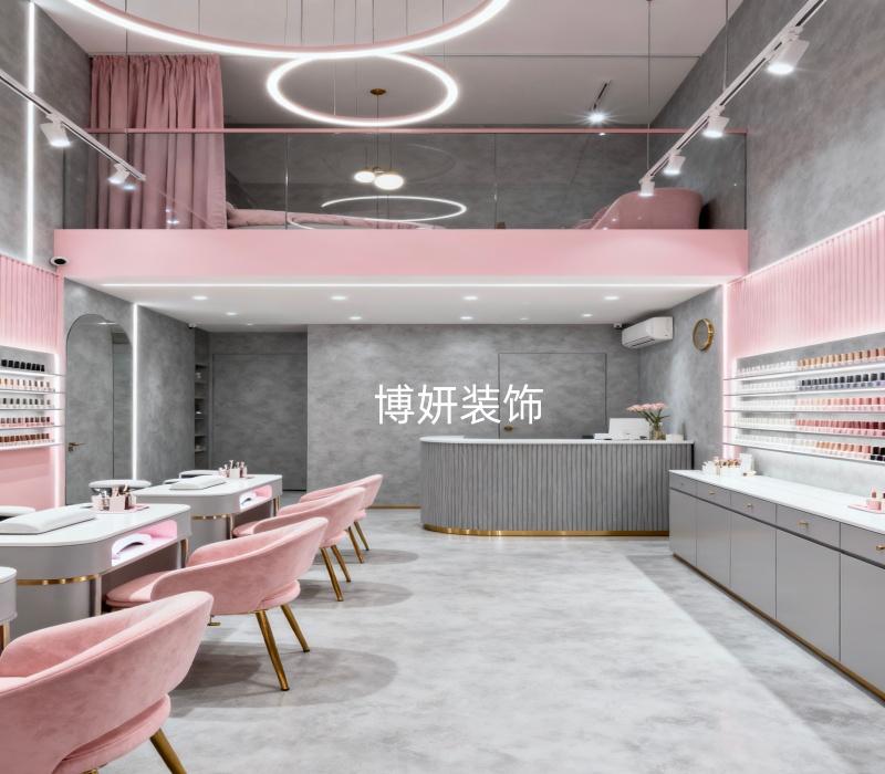 合肥美甲店装修设计 | 粉与灰的温柔碰撞