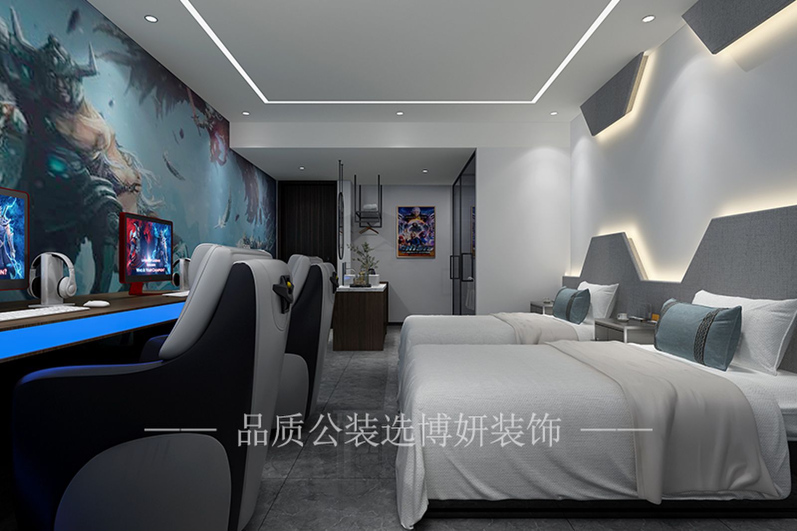 合肥电竞酒店装修效果图,电竞酒店装修设计,合肥电竞酒店设计