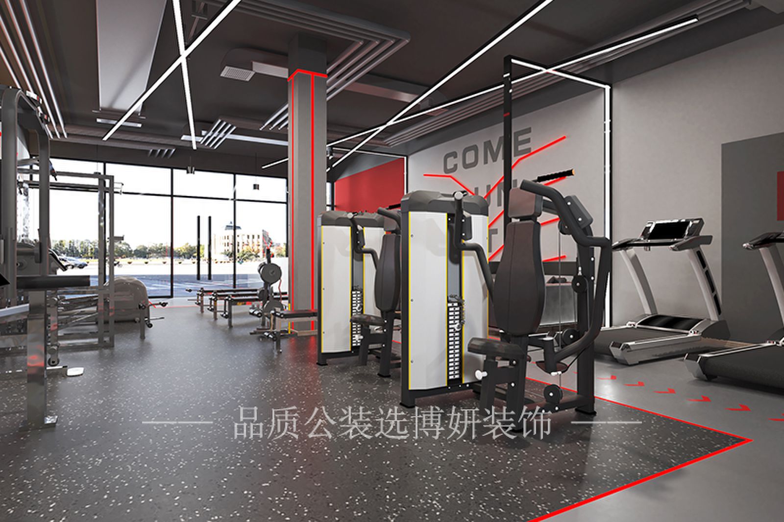 合肥健身房装修效果图,健身房装修设计,合肥健身房设计