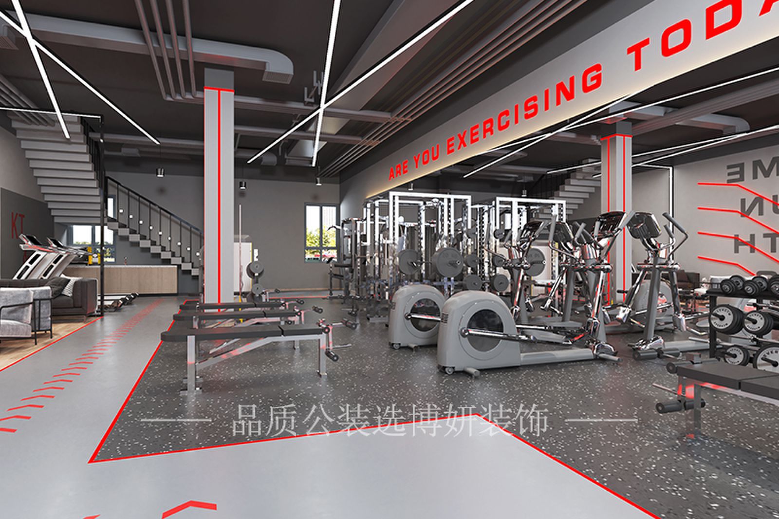 合肥健身房装修效果图,健身房装修设计,合肥健身房设计