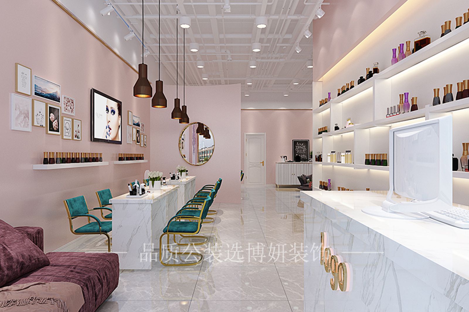 合肥美甲店装修效果图,美甲店装修设计,合肥美甲店设计
